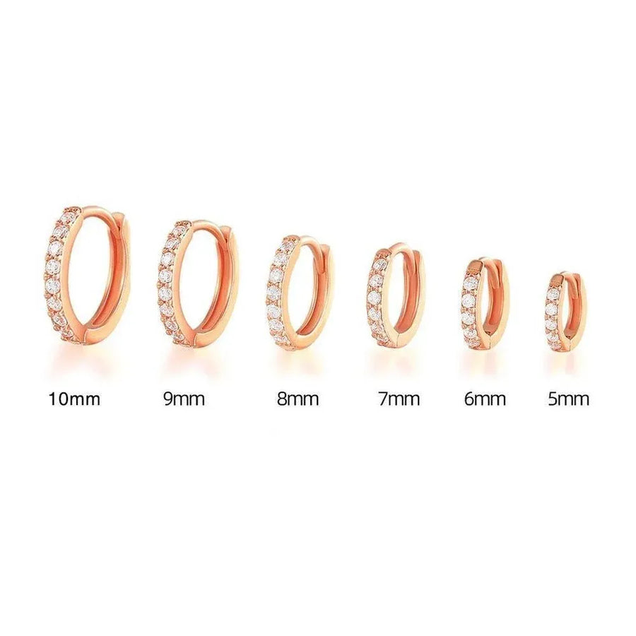 7sizes Hoop Earring Silver Zirconia Ear Huggie Hoop Cartilage Piercing Jewellery - Champagne-6mm