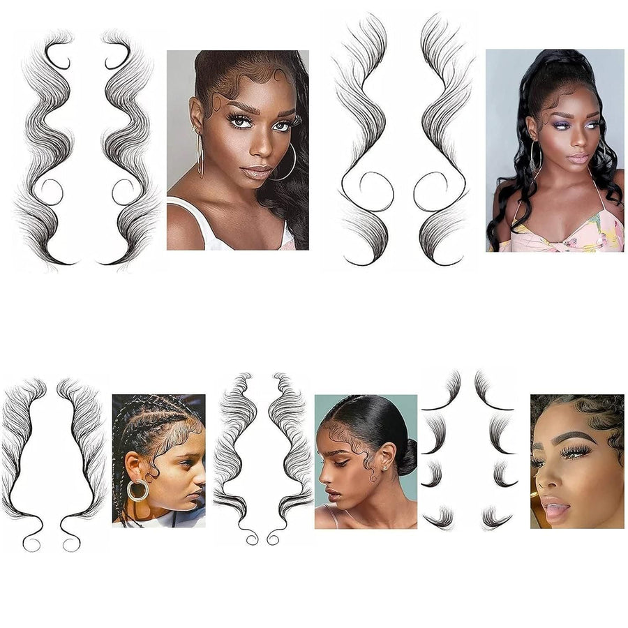 Hairline Edge Tattoo Stickers - Curly Fringe Decals for Women Styling - 9