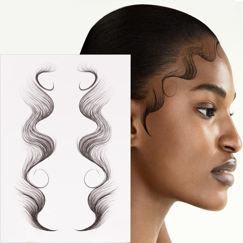 Hairline Edge Tattoo Stickers - Curly Fringe Decals for Women Styling - 9