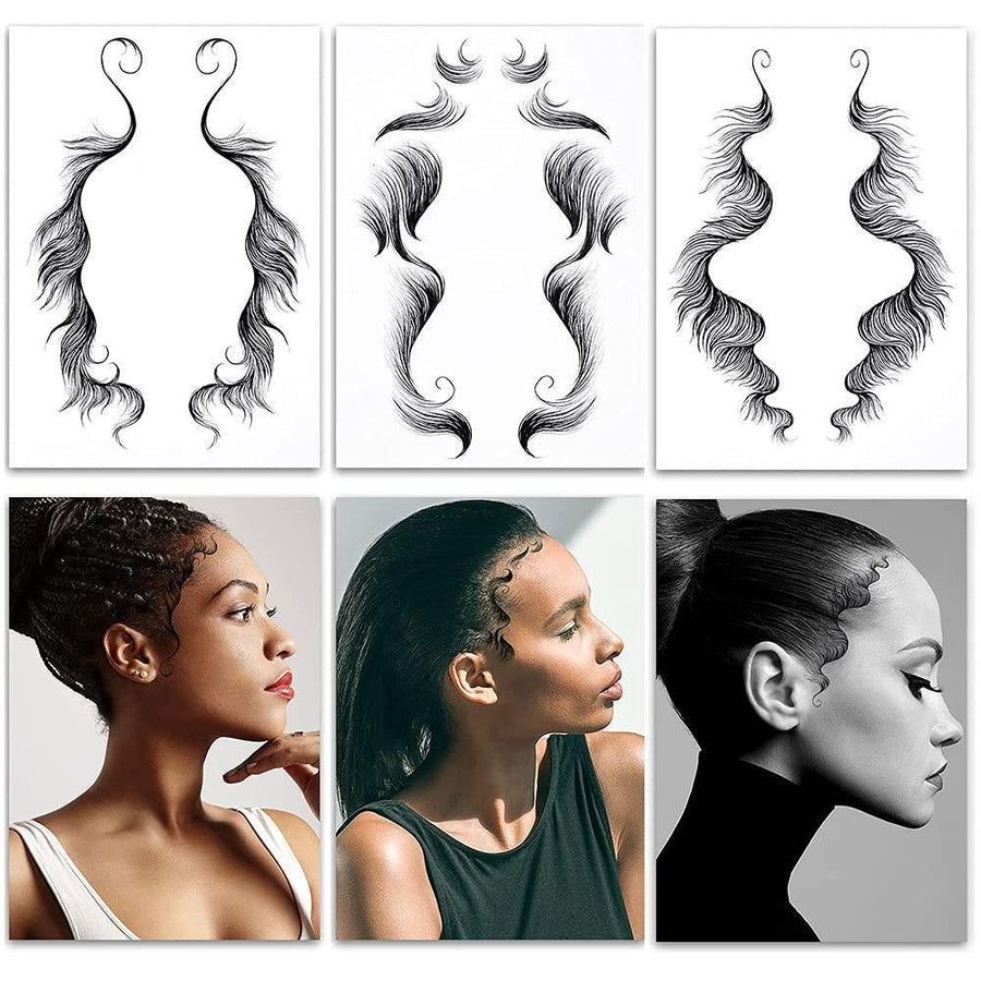 Hairline Edge Tattoo Stickers - Curly Fringe Decals for Women Styling - 9