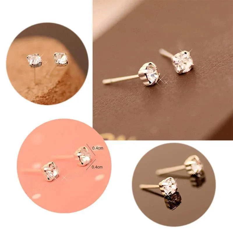 4/5mm Cushion Lab-Created Diamond Stud Earrings Women's 14K White Gold Finish - 4MM