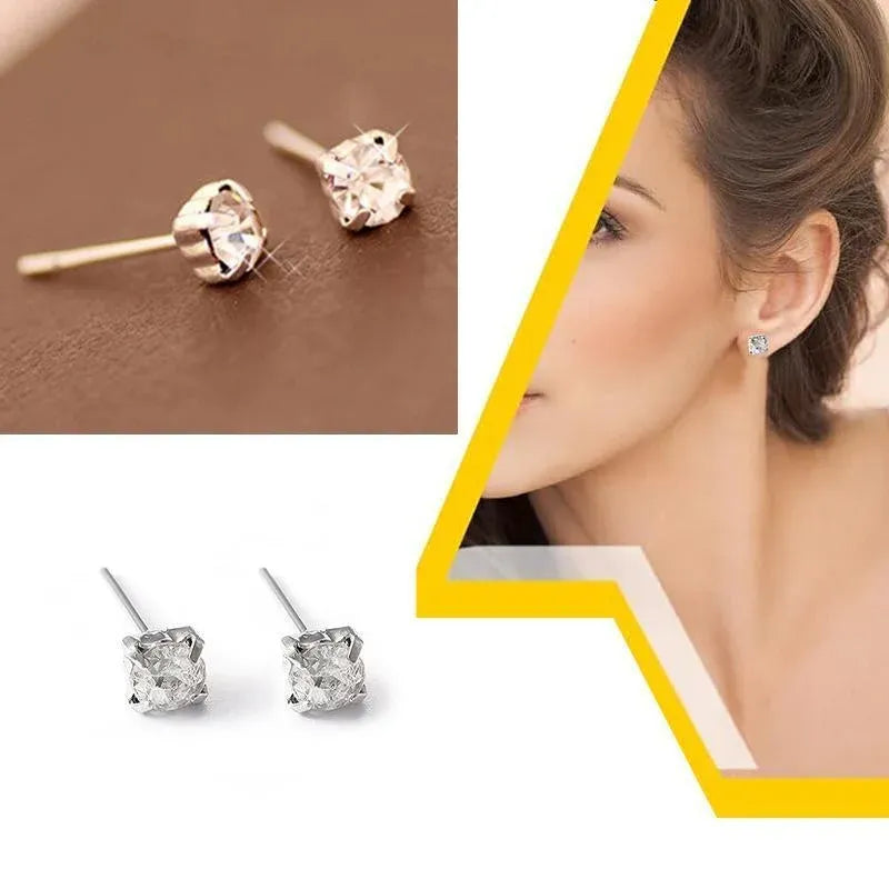 4/5mm Cushion Lab-Created Diamond Stud Earrings Women's 14K White Gold Finish - 4MM