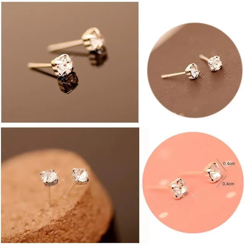 4/5mm Cushion Lab-Created Diamond Stud Earrings Women's 14K White Gold Finish - 4MM