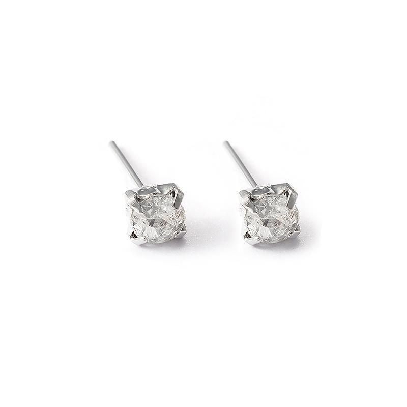 4/5mm Cushion Lab-Created Diamond Stud Earrings Women's 14K White Gold Finish - 5MM