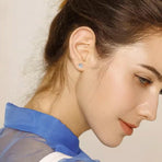4/5mm Cushion Lab-Created Diamond Stud Earrings Women's 14K White Gold Finish - 5MM