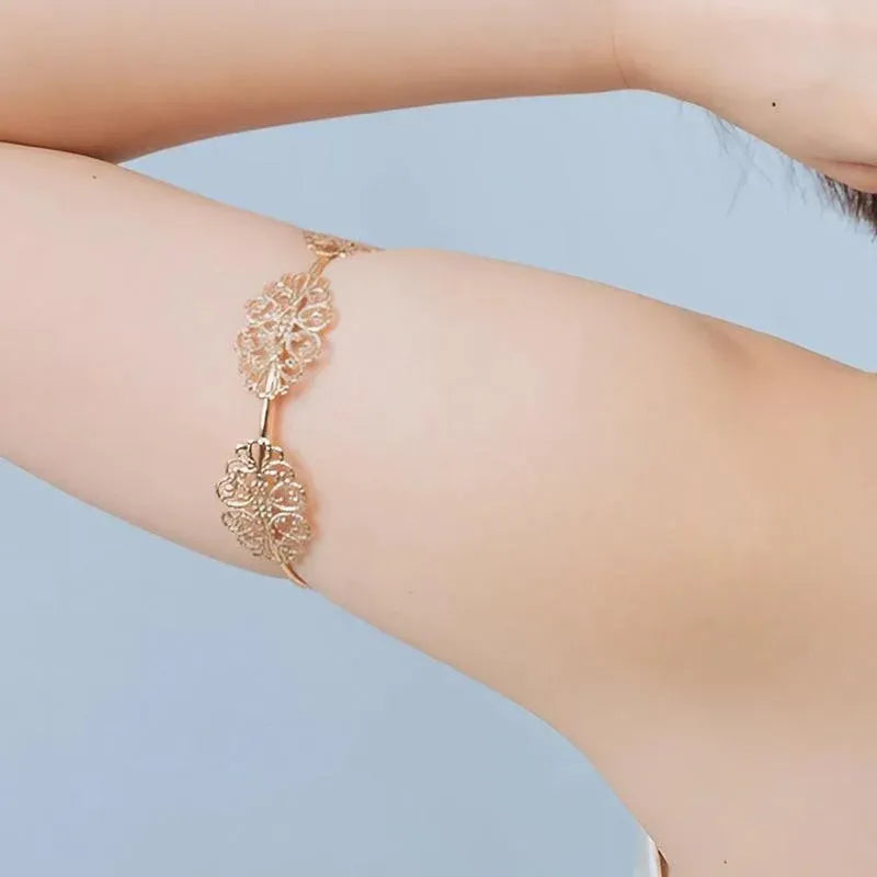 Adjustable Gold Upper Arm Cuff Bracelet for Women Fashion Boho Armband Jewelry