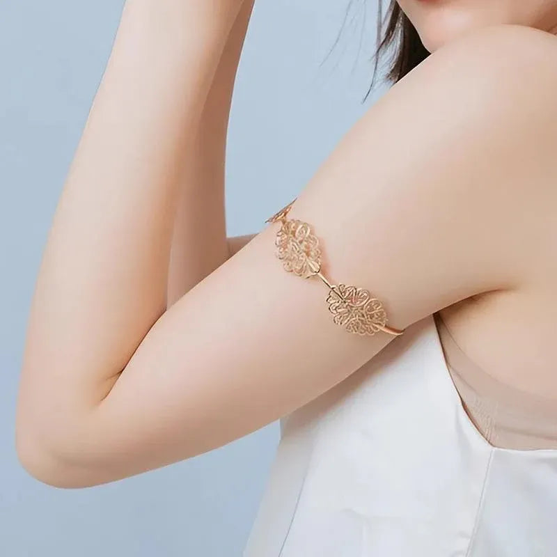Adjustable Gold Upper Arm Cuff Bracelet for Women Fashion Boho Armband Jewelry
