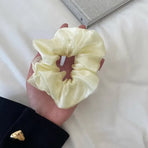 Double-Deck Solid Colour Organza Mesh Hair Scrunchies Ponytail Hairband Female - Curry
