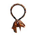 Chains patterned satin headband with Long Scarf Headband Scarf Hair Accessories - Orange