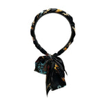 Chains patterned satin headband with Long Scarf Headband Scarf Hair Accessories - Black