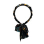 Chains patterned satin headband with Long Scarf Headband Scarf Hair Accessories - Black
