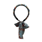 Chains patterned satin headband with Long Scarf Headband Scarf Hair Accessories - Blue