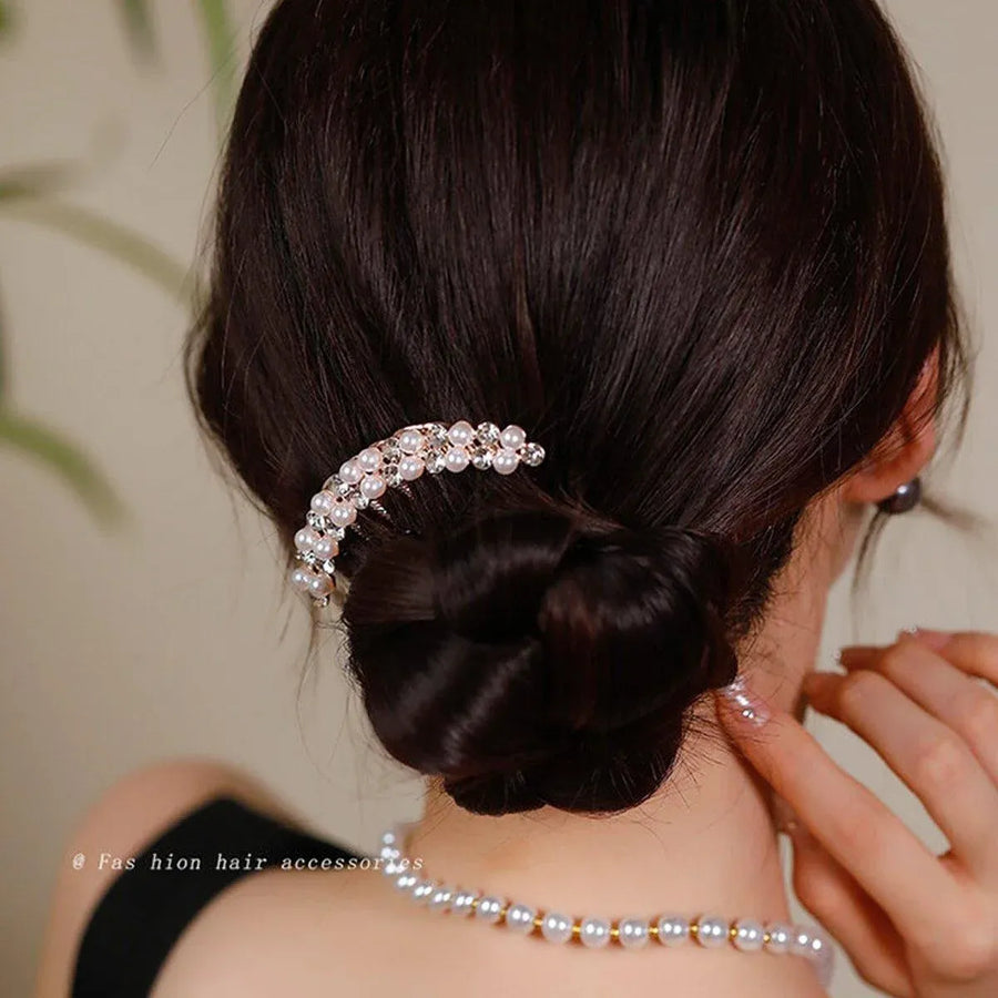 Elegant Rhinestone Hair Comb Girl Hair Accessories Disc Alloy Headwear