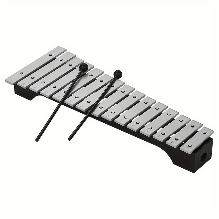 4-Piece 15-Note Glockenspiel Set with Mallets and Carry Bag