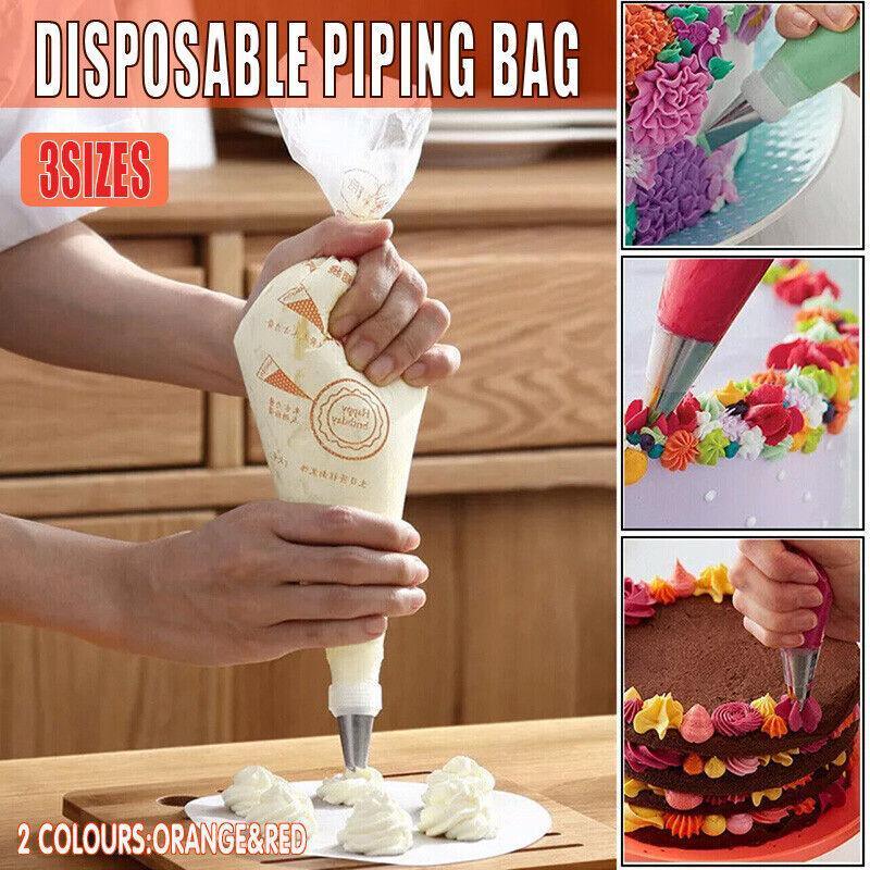 100-200Pcs Disposable Piping Bags For Cake Decor Icing Frosting Piping Nozzles - Yellow (Thick)-Large *100 PCS