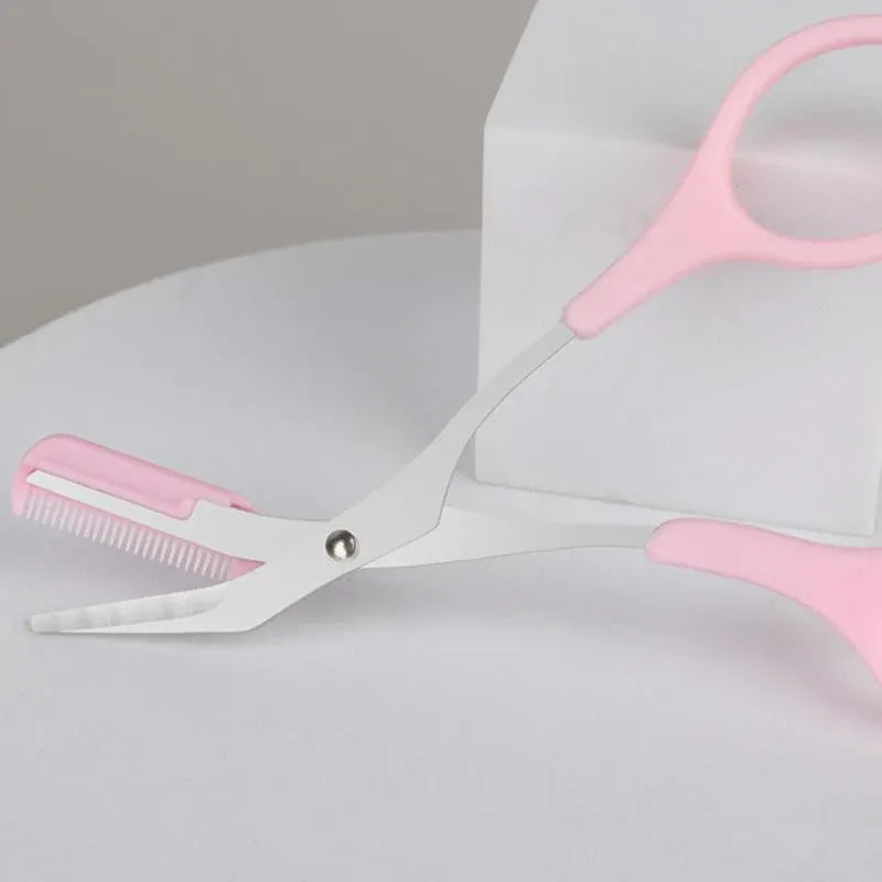 Eyebrow Trimmer Grooming Scissors Eyelash Thinning Shears Comb Brow Shaping Tool - White