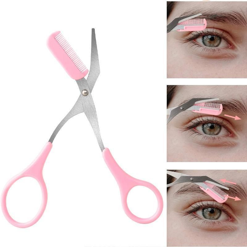 Eyebrow Trimmer Grooming Scissors Eyelash Thinning Shears Comb Brow Shaping Tool - White