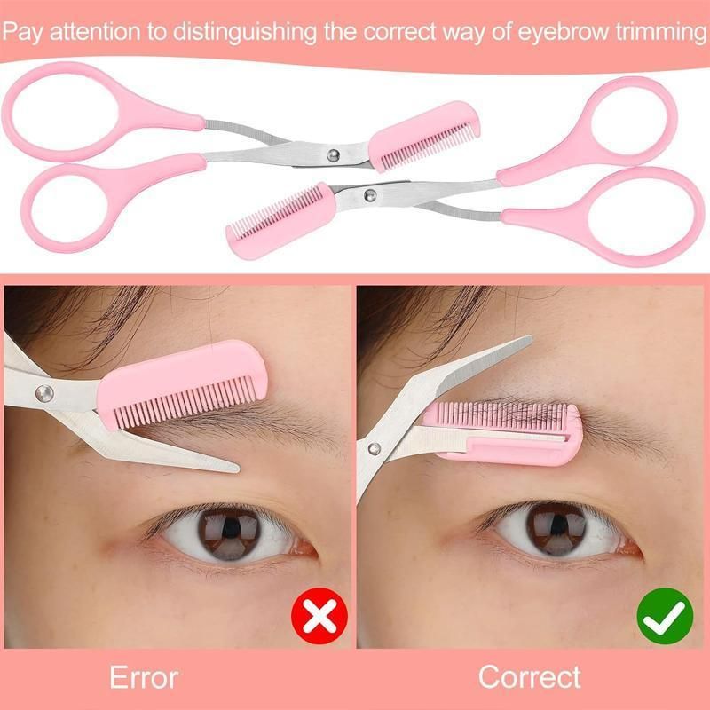 Eyebrow Trimmer Grooming Scissors Eyelash Thinning Shears Comb Brow Shaping Tool - White