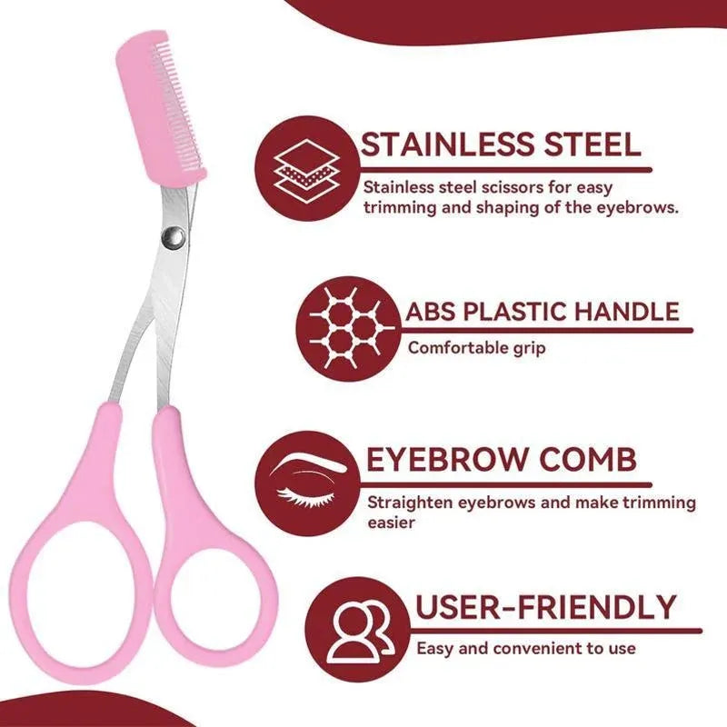 Eyebrow Trimmer Grooming Scissors Eyelash Thinning Shears Comb Brow Shaping Tool - White