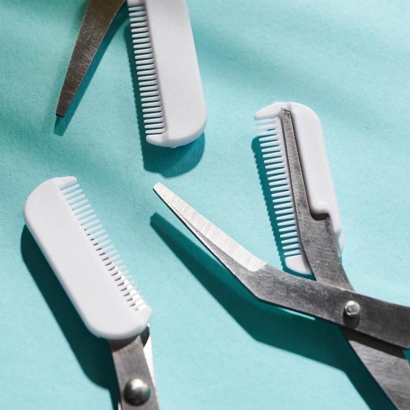 Eyebrow Trimmer Grooming Scissors Eyelash Thinning Shears Comb Brow Shaping Tool - White