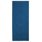 Portable Yoga Blanket with Body Position Line Non Slip Soft for Home Gym Studio - Blue