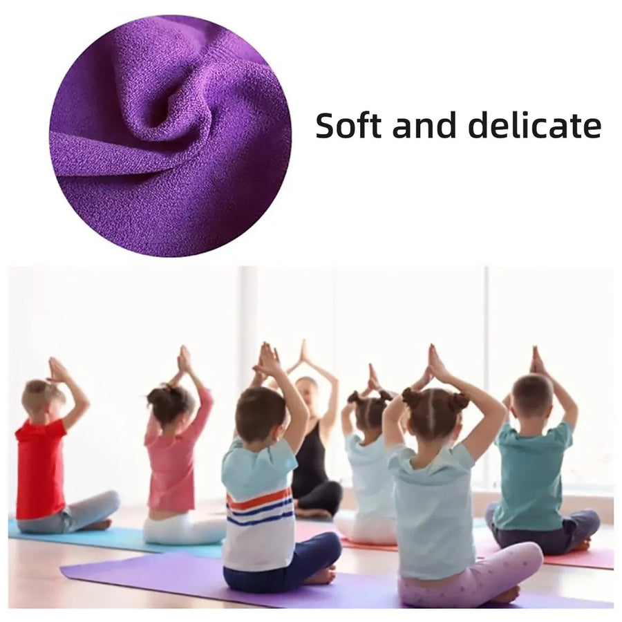 Portable Yoga Blanket with Body Position Line Non Slip Soft for Home Gym Studio - Blue