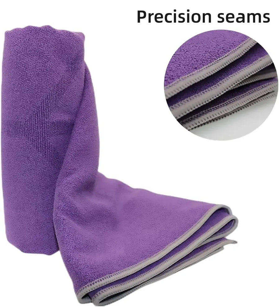 Portable Yoga Blanket with Body Position Line Non Slip Soft for Home Gym Studio - Blue