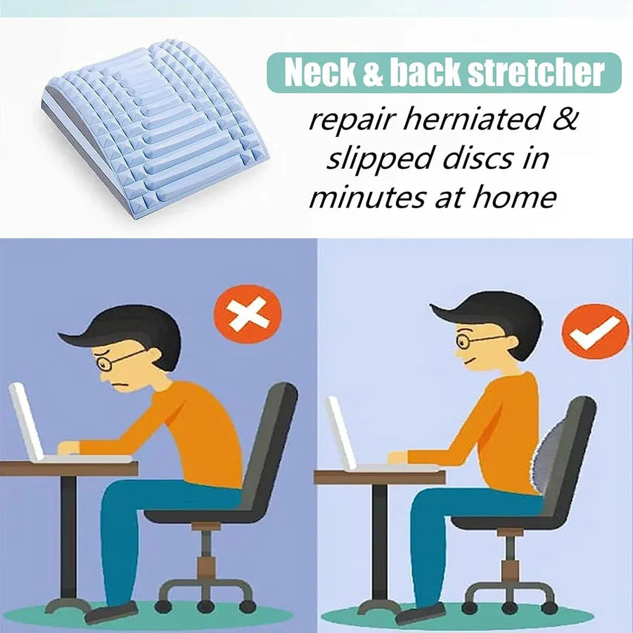 Ergonomic Neck and Back Support Stretcher for Relaxation and Posture - Grey