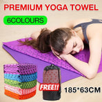 Non Slip Yoga Towel Mat Microfiber Fitness Gym Exercise Blanket with Carry Bag - Light Purple
