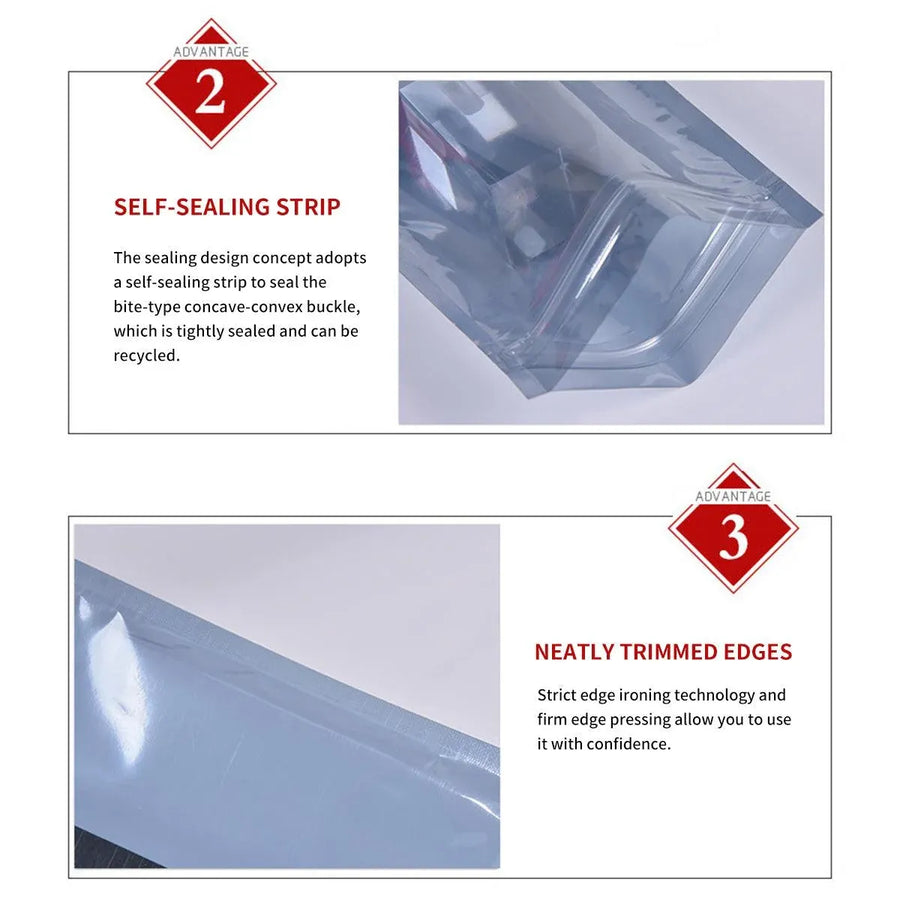 Plastic Self Sealing Bags 100PCS Anti Static Semi Transparent Resealable - 15x20cm