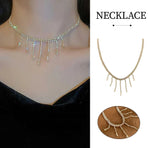 Luxury Zirconia Tassel Necklace Elegant Collar Jewelry for Women Party Wear