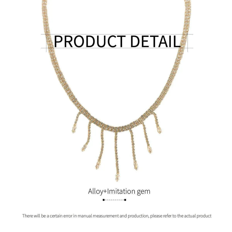 Luxury Zirconia Tassel Necklace Elegant Collar Jewelry for Women Party Wear