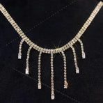 Luxury Zirconia Tassel Necklace Elegant Collar Jewelry for Women Party Wear