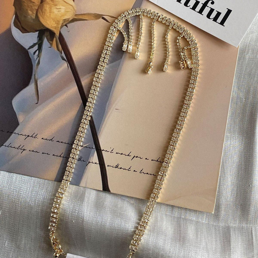 Luxury Zirconia Tassel Necklace Elegant Collar Jewelry for Women Party Wear