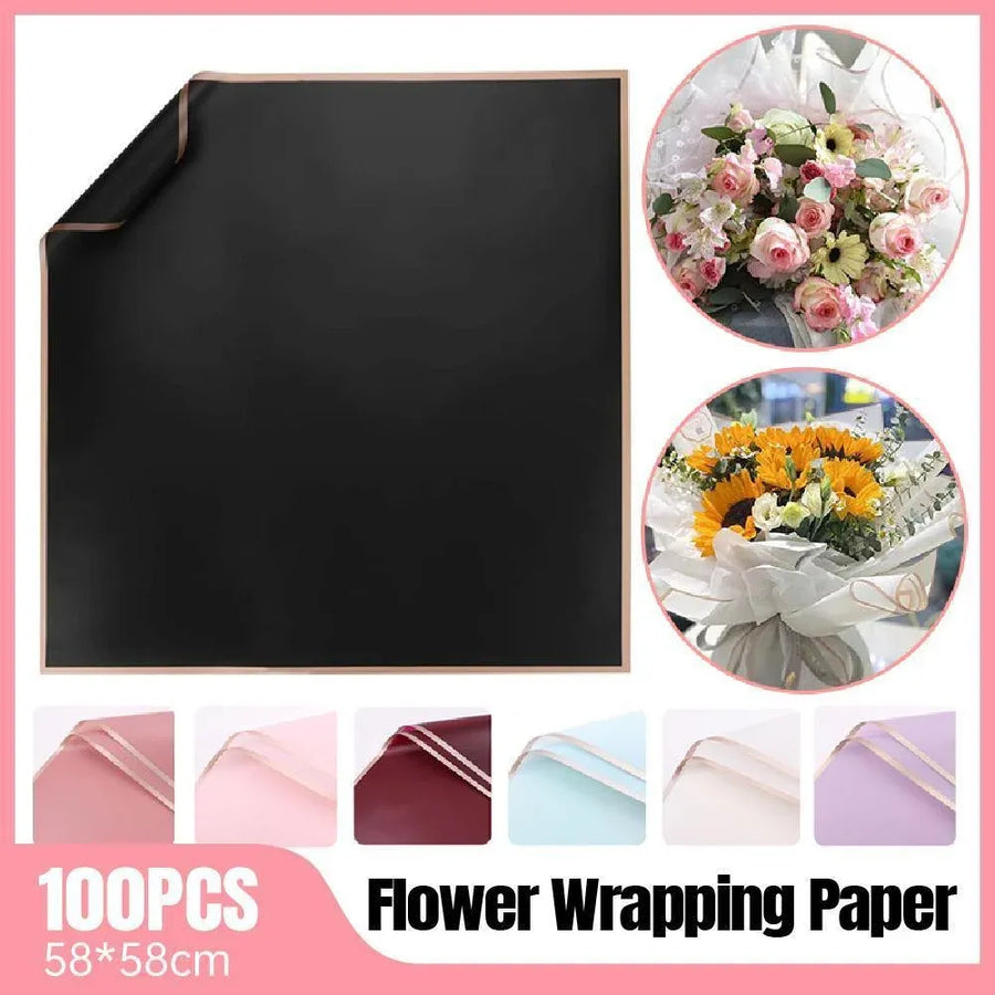 100PCS Waterproof Flower Gift Wrapping Paper Florist Bouquet Craft Packaging - White