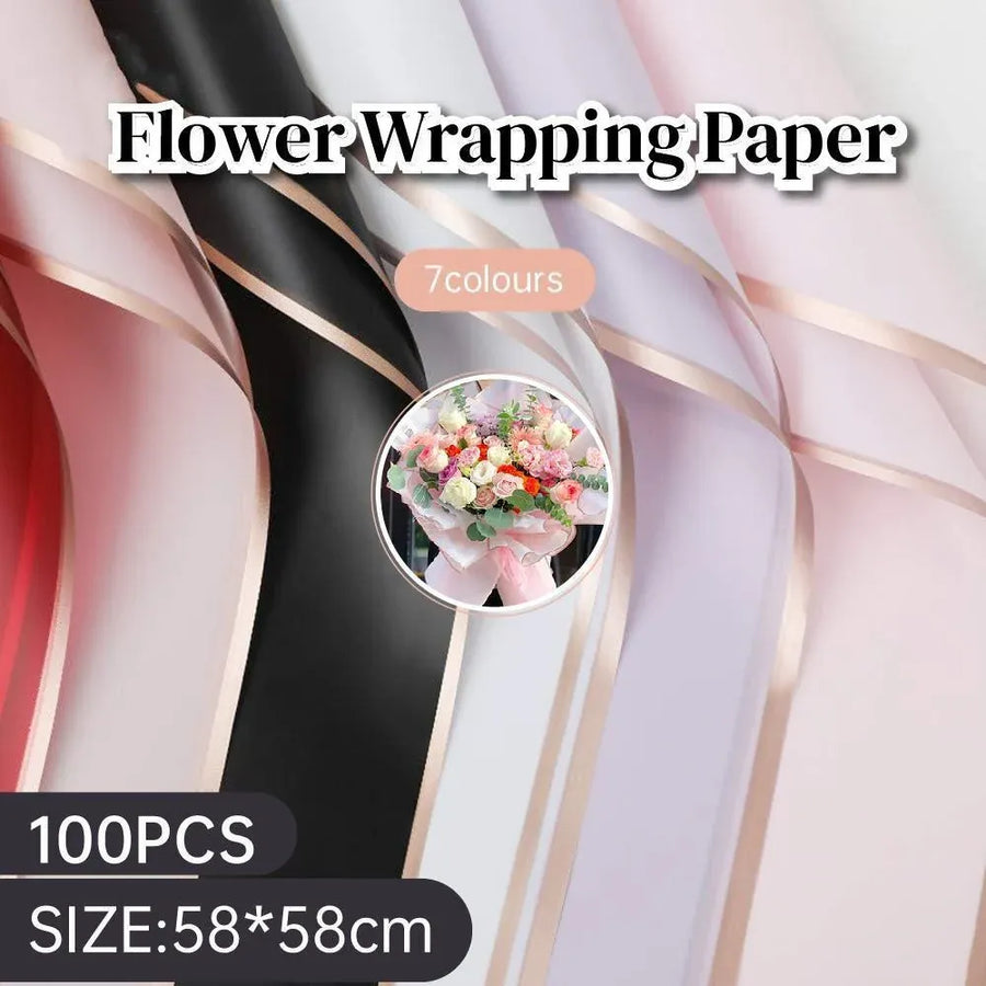100PCS Waterproof Flower Gift Wrapping Paper Florist Bouquet Craft Packaging - White