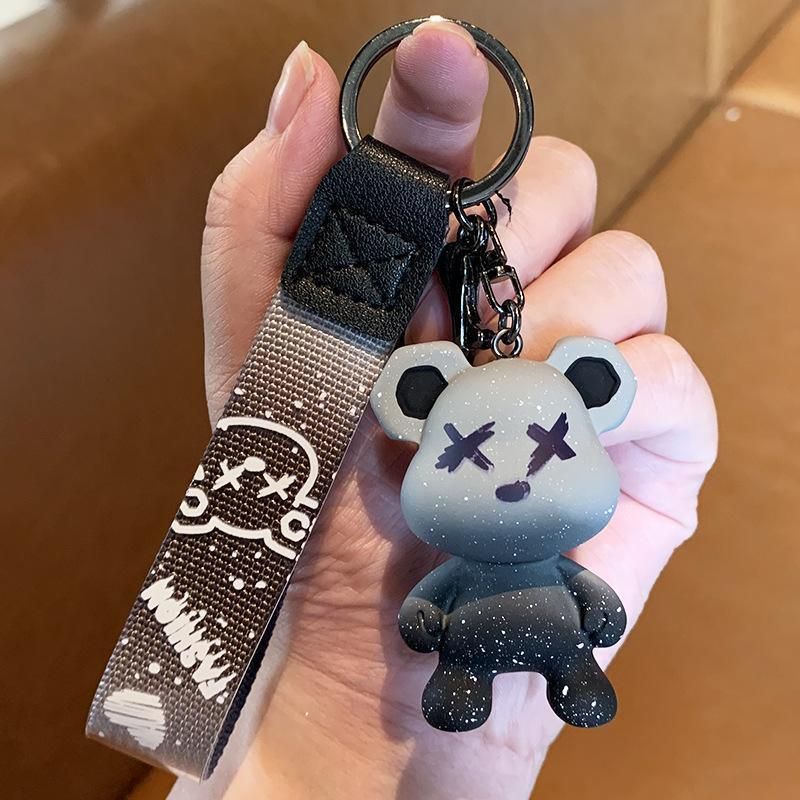 Car Keyring Animal Key Ring Lanyard Bear Keychain Gradient colour Bear Keychain - Blue