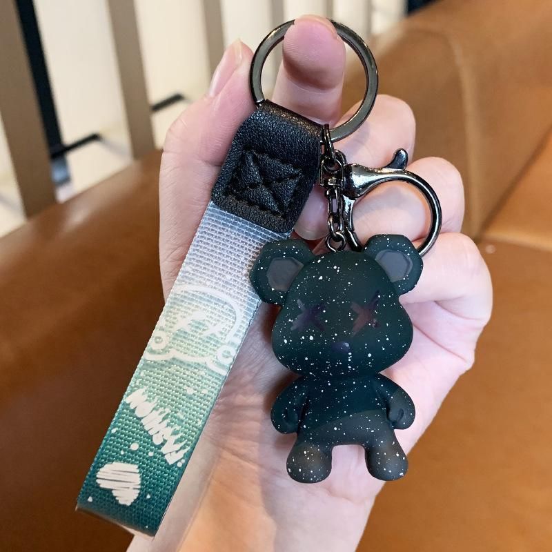 Car Keyring Animal Key Ring Lanyard Bear Keychain Gradient colour Bear Keychain - Blue