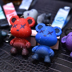Car Keyring Animal Key Ring Lanyard Bear Keychain Gradient colour Bear Keychain - Pink