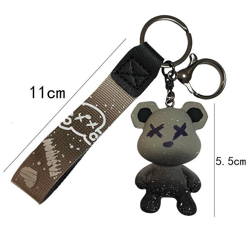 Car Keyring Animal Key Ring Lanyard Bear Keychain Gradient colour Bear Keychain - Pink