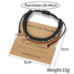 Morse Code Leather Bracelet A New Chapter Adjustable Handmade Stainless Steel Beads