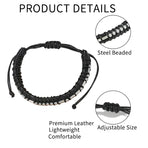 Morse Code Leather Bracelet A New Chapter Adjustable Handmade Stainless Steel Beads