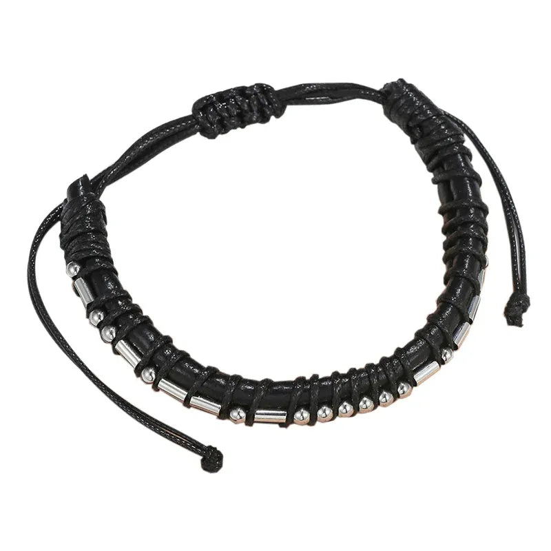 Morse Code Leather Bracelet A New Chapter Adjustable Handmade Stainless Steel Beads