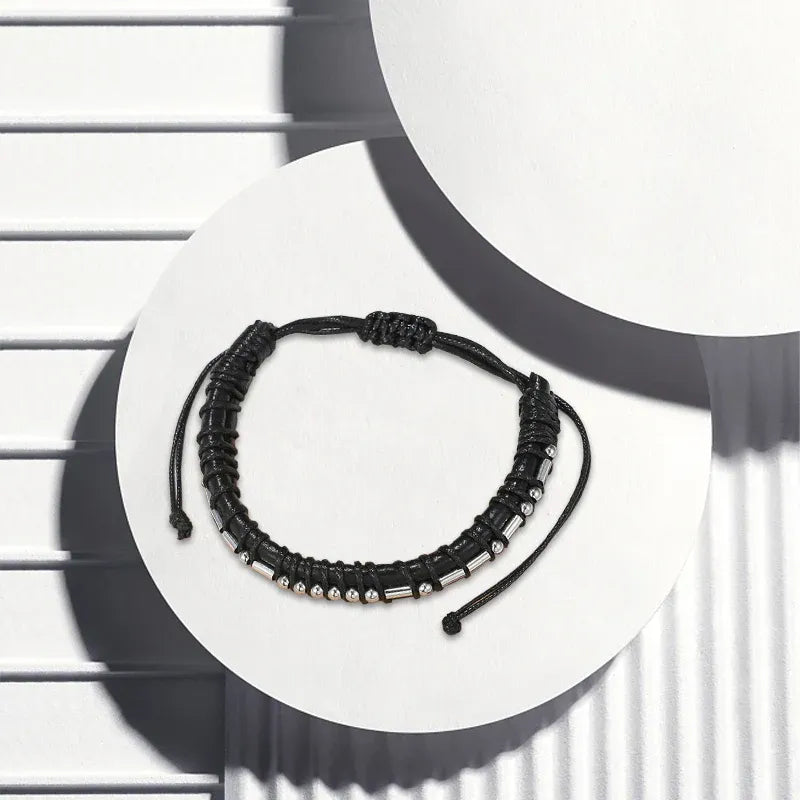 Morse Code Leather Bracelet A New Chapter Adjustable Handmade Stainless Steel Beads