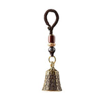 Pure Brass Bell Car KeyChain Engraved Chinese Buddhist Sutra Handmade Woven Rope