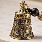 Pure Brass Bell Car KeyChain Engraved Chinese Buddhist Sutra Handmade Woven Rope