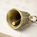 Pure Brass Bell Car KeyChain Engraved Chinese Buddhist Sutra Handmade Woven Rope