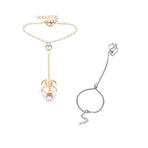 Geometric Hollow Arrow Ring Bracelet Integrated Creative Finger Chain Set Chain - Gold
