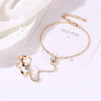 Geometric Hollow Arrow Ring Bracelet Integrated Creative Finger Chain Set Chain - Gold