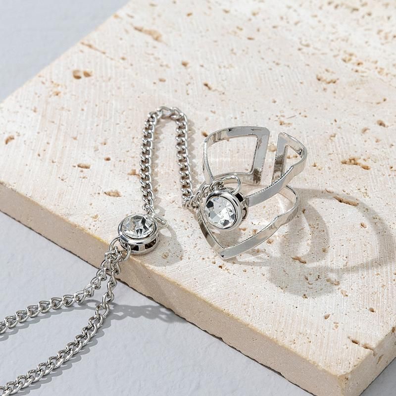 Geometric Hollow Arrow Ring Bracelet Integrated Creative Finger Chain Set Chain - Gold